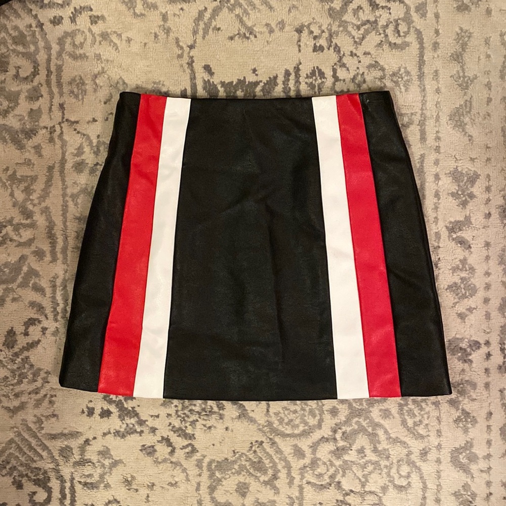 Faux Leather Multi Colored Skirt